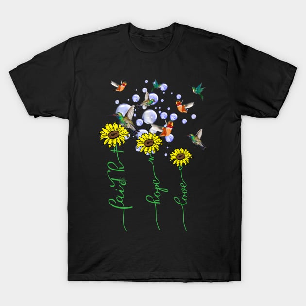 Sunflower Faith Hope Love Costume Gift T-Shirt by Ohooha